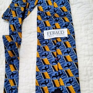 Men's Blue and Yellow Patterned Tie